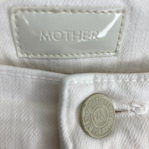 MOTHER White Cream Puffs The Rascal Crop Fray Raw Hem Jeans Size 26 womens